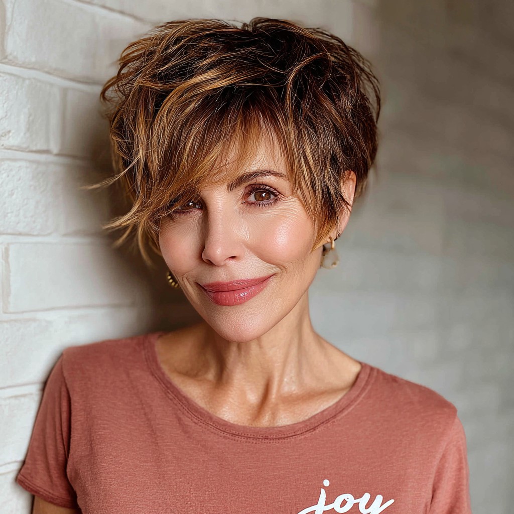 Textured Short Pixie with Long Side Bangs