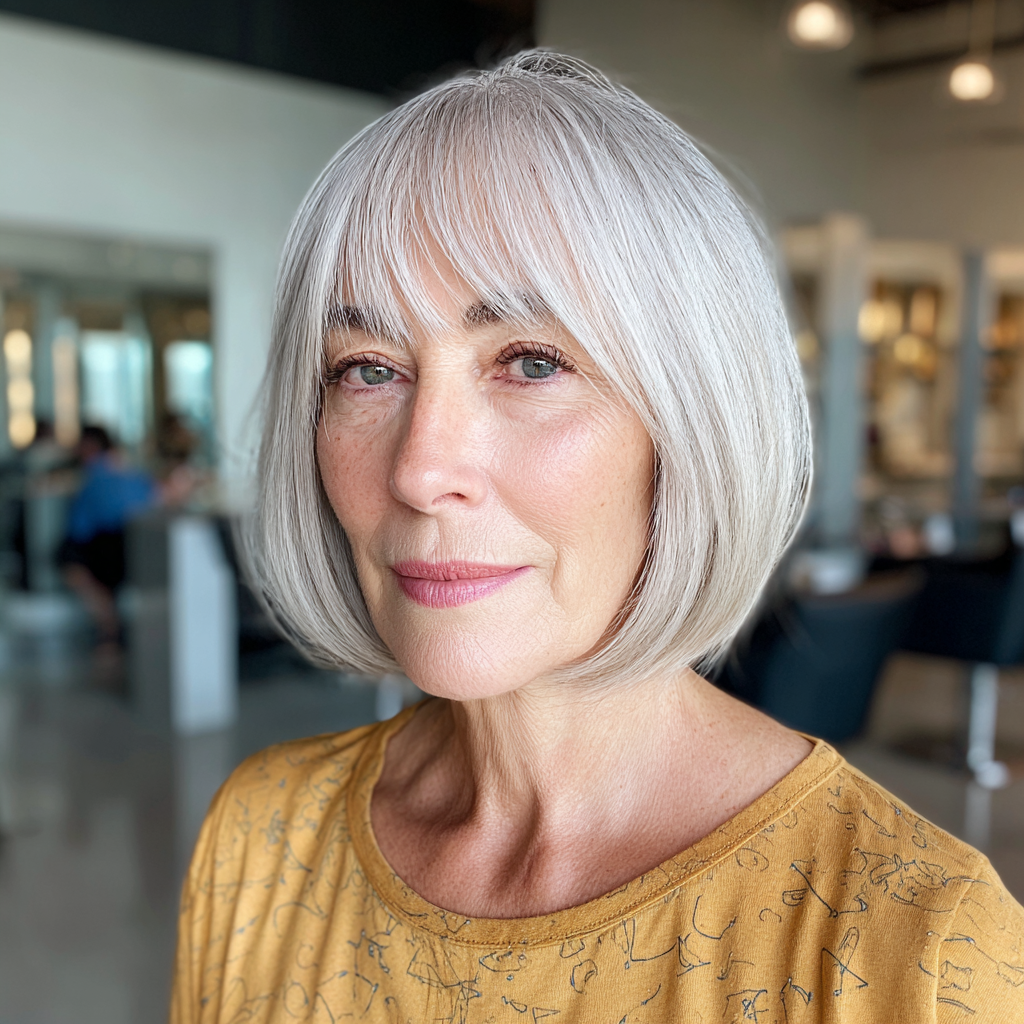 Textured Silver Bob with Soft Fringe