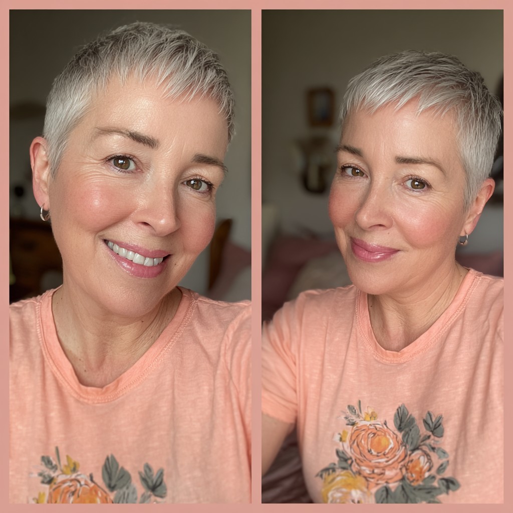 Textured Silver Pixie Cut with Soft Edges