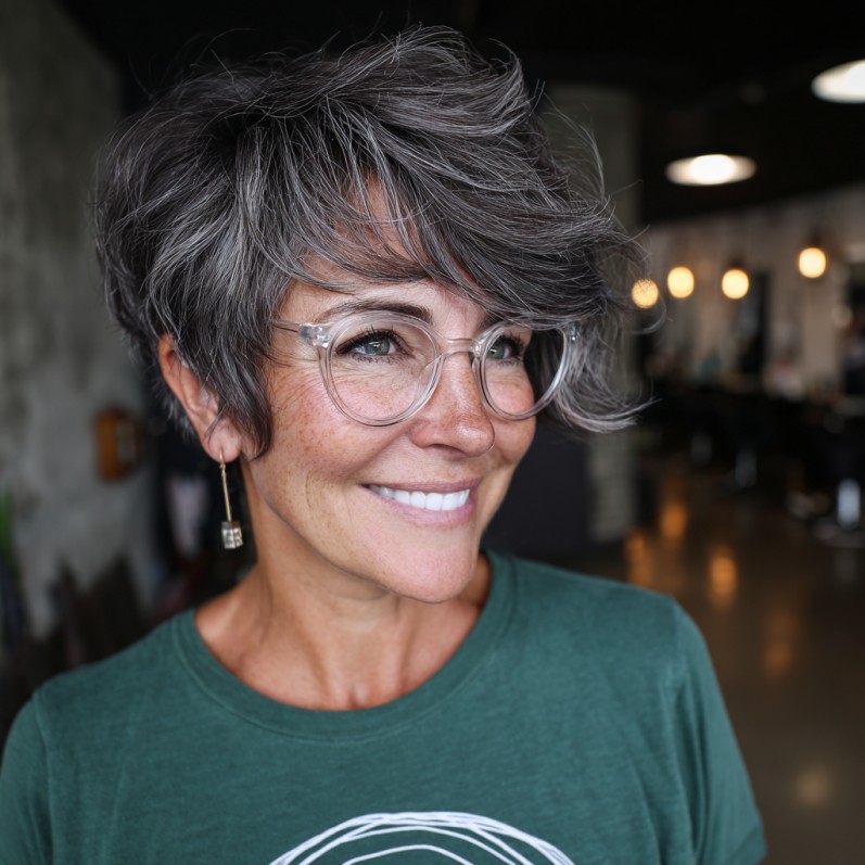 Textured Silver Pixie with Soft Layers