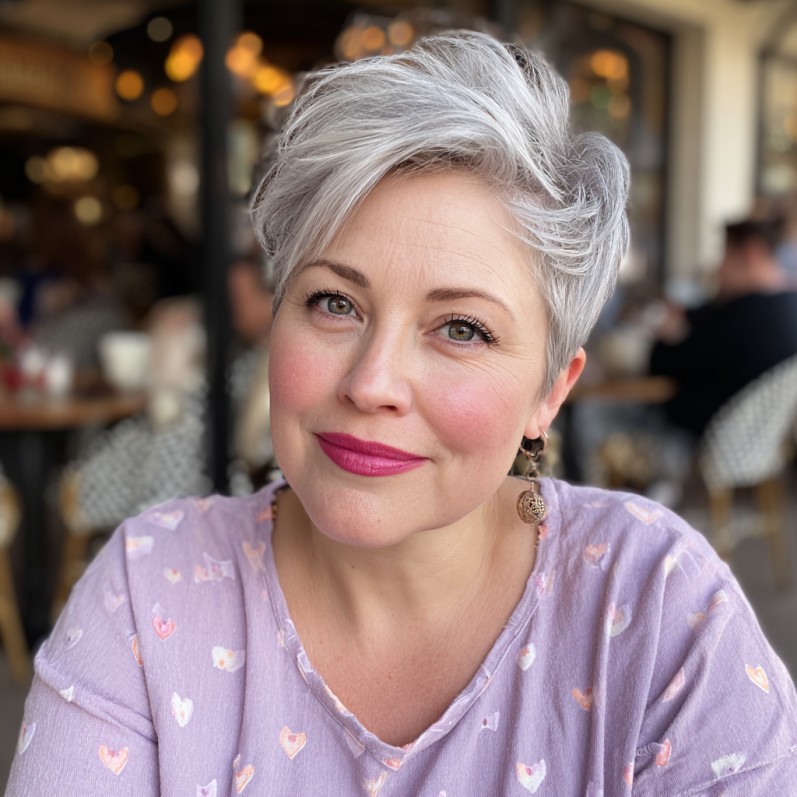 Textured Silver Pixie with Soft Volume