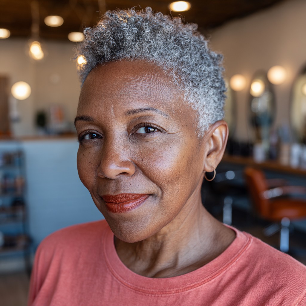 Textured Silver Tapered Cut with Defined Curls