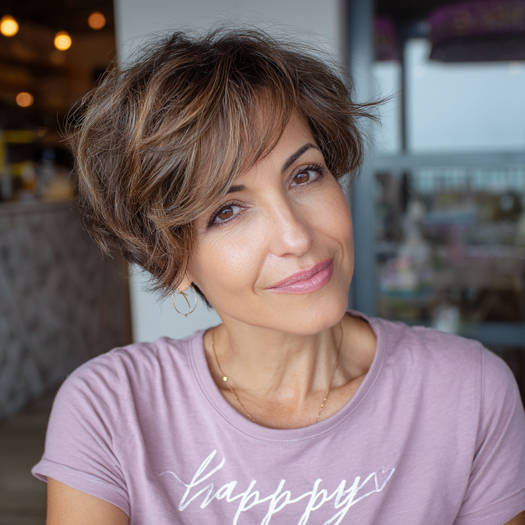Textured Soft Layered Crop with Subtle Highlights