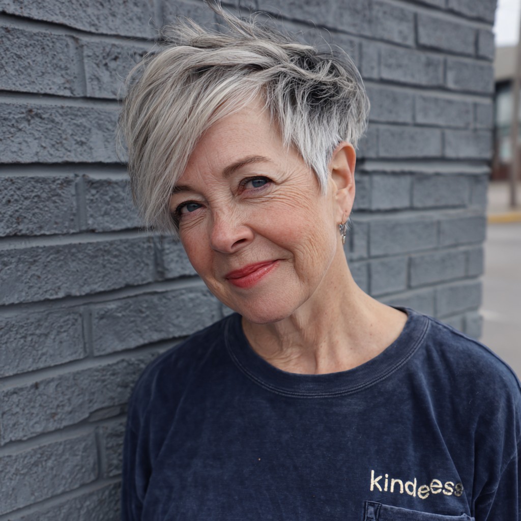 Trendy Short Textured Pixie Cut with Highlights