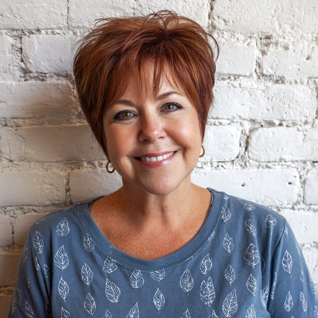 Vibrant Stacked Pixie Cut with Textured Layers