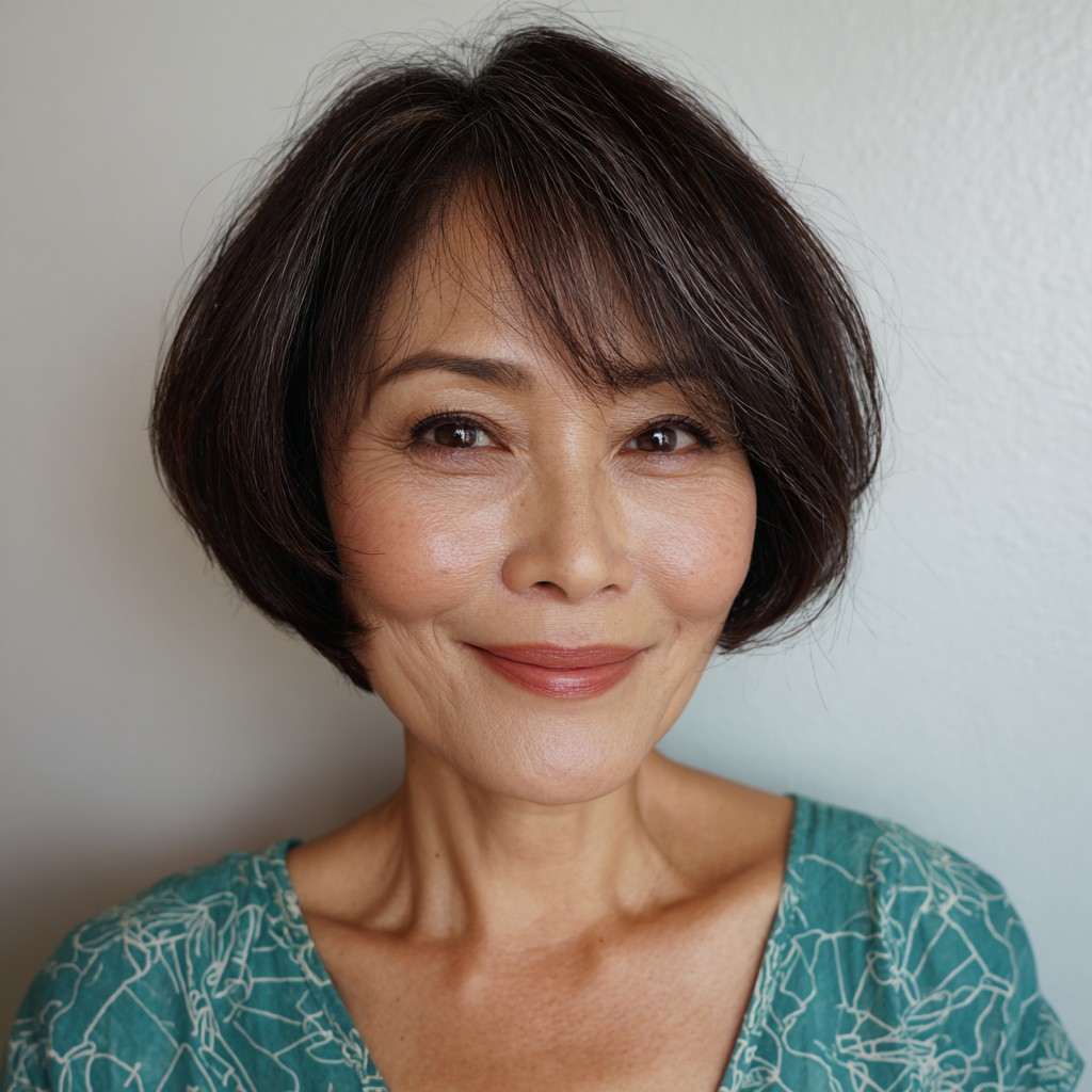 44958 chic textured bob with soft bangs