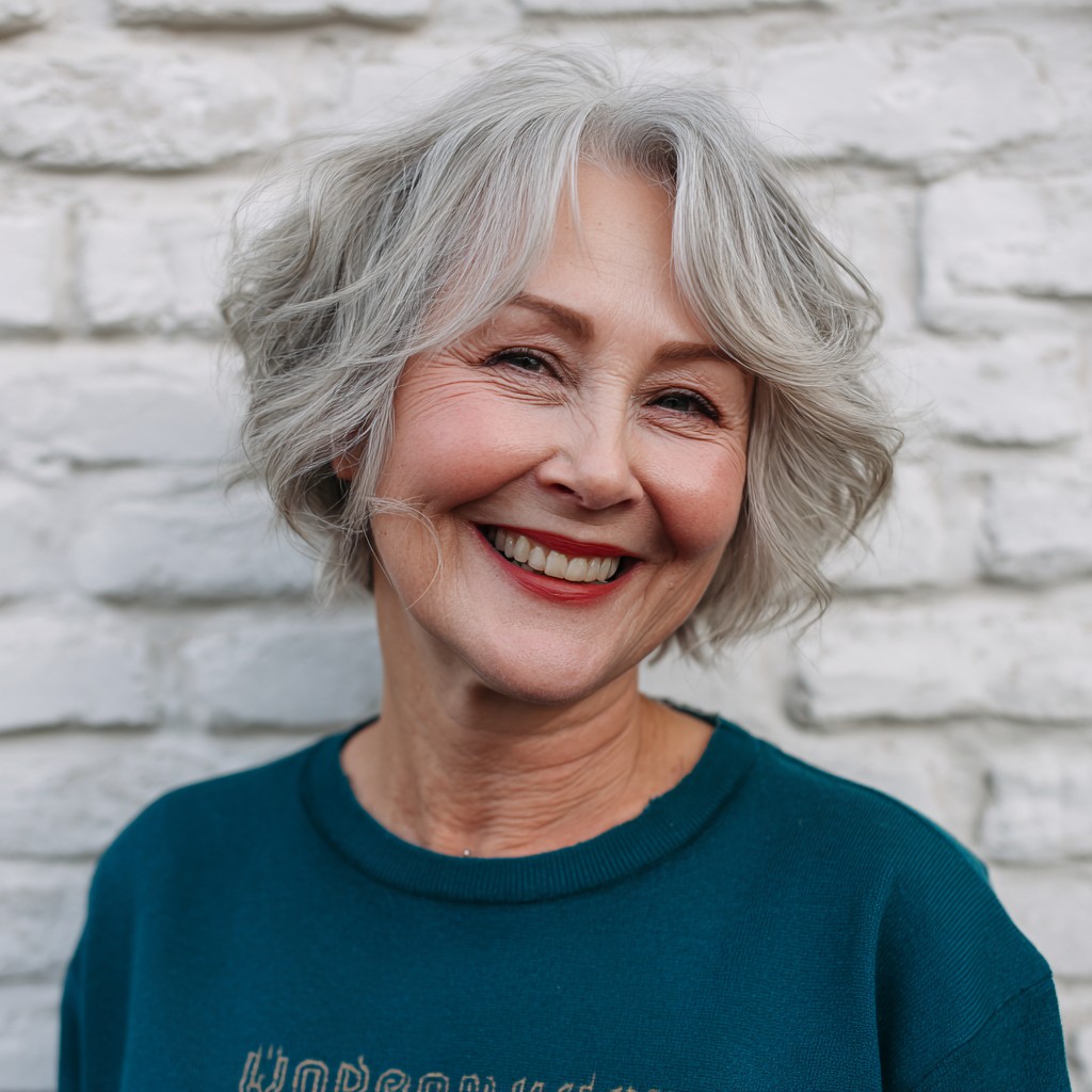 Charming Silver Textured Bob with Soft Movement