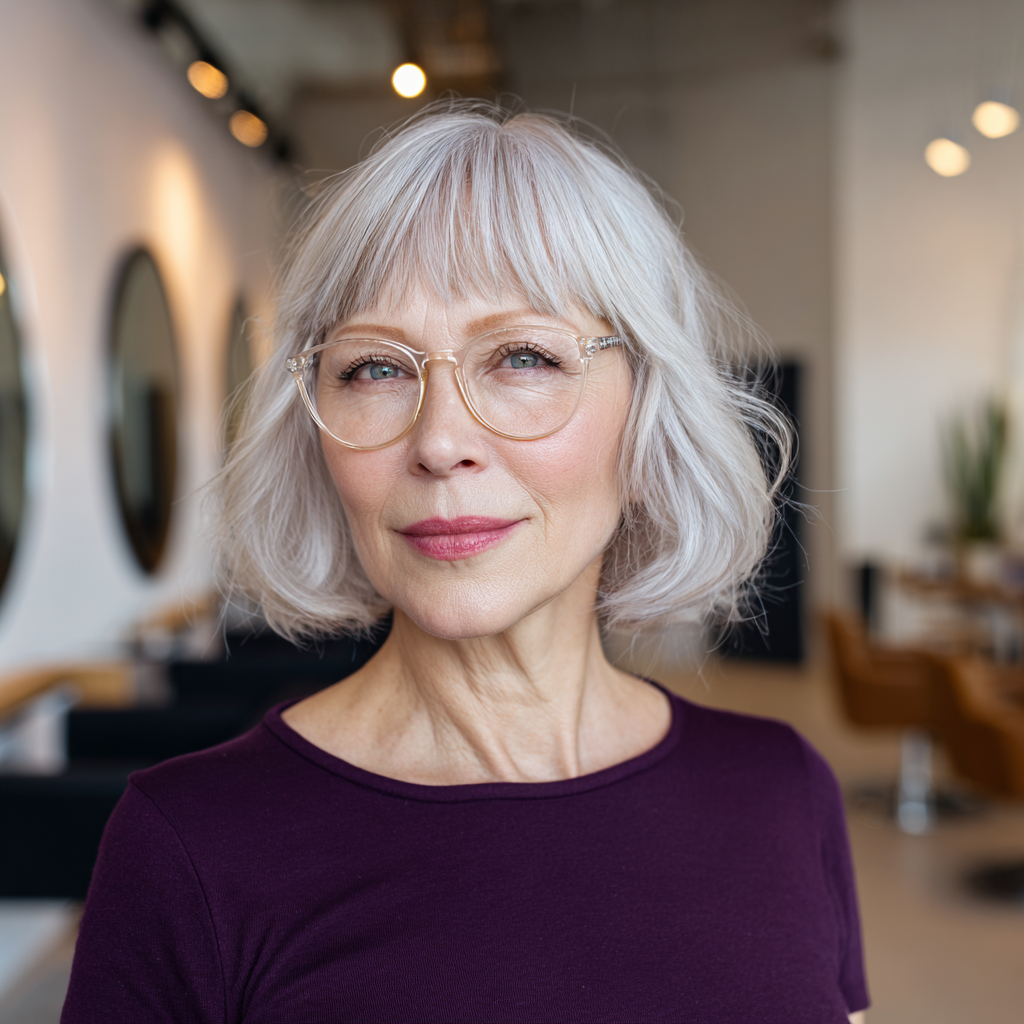 Charming Textured Silver Bob with Soft Waves
