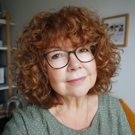 Charming Voluminous Curly Cut with Soft Bangs