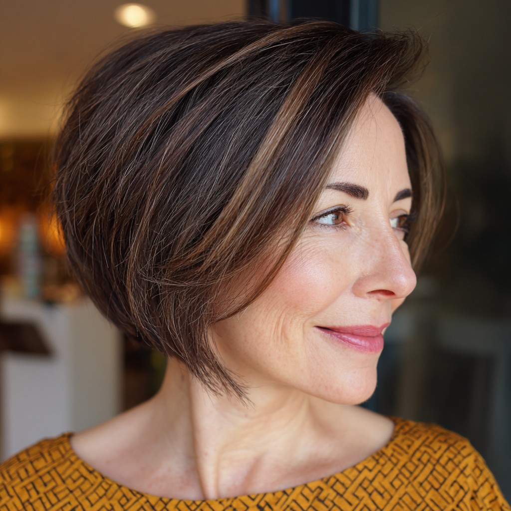 Chic Angled Bob with Subtle Highlights