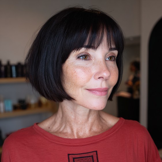 Chic Blunt Bob with Soft Bangs