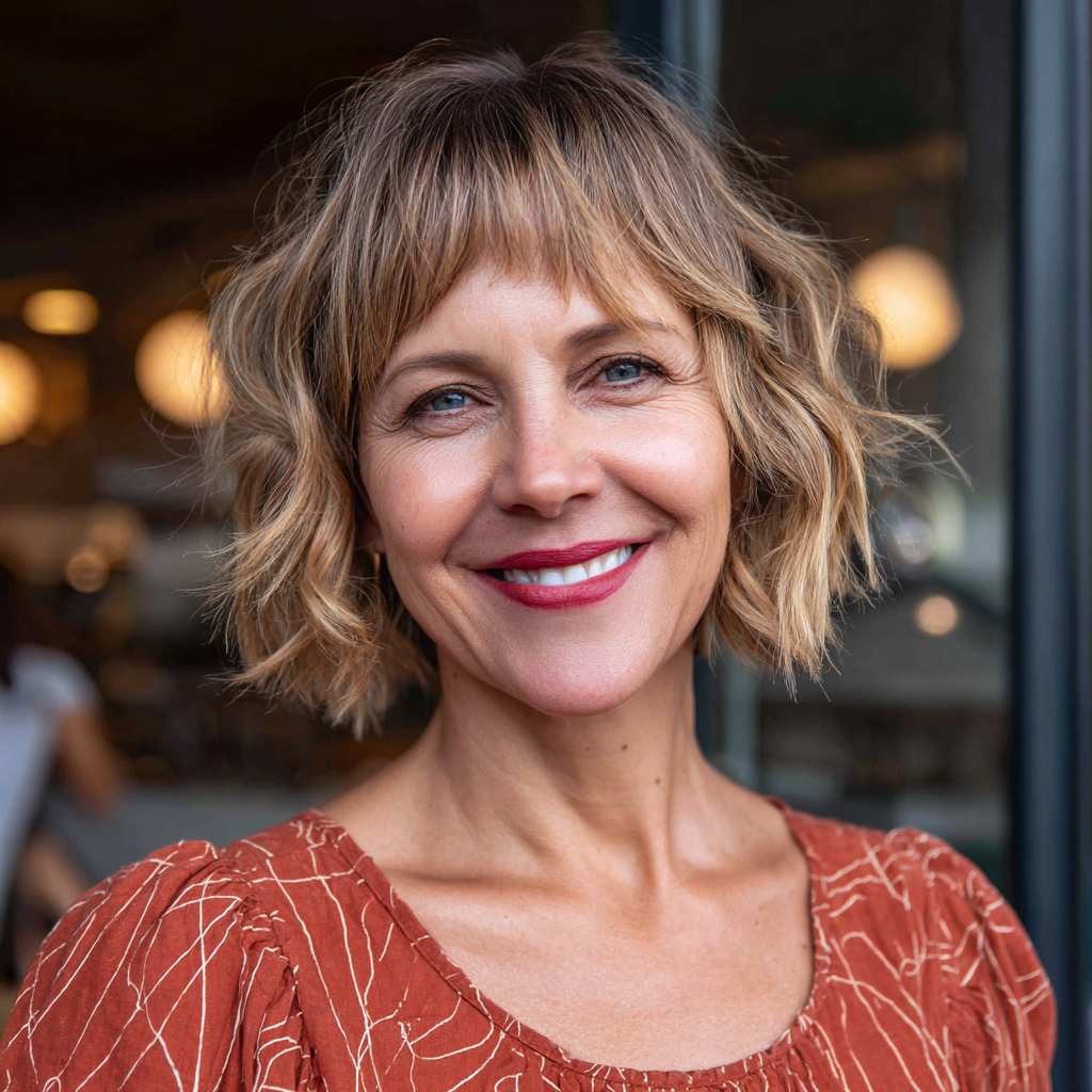 Chic Bronde Bob with Playful Curls