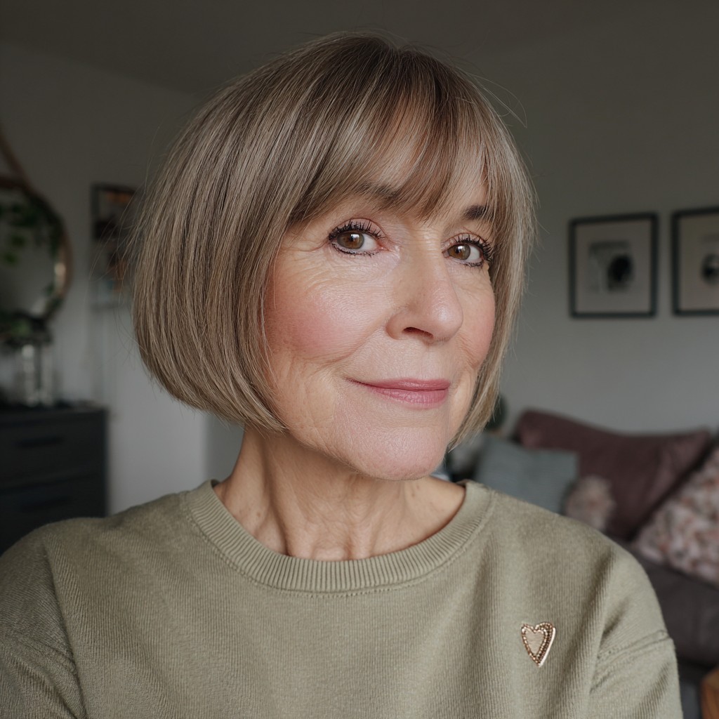 Chic Bronde Bob with Soft, Face-Framing Bangs