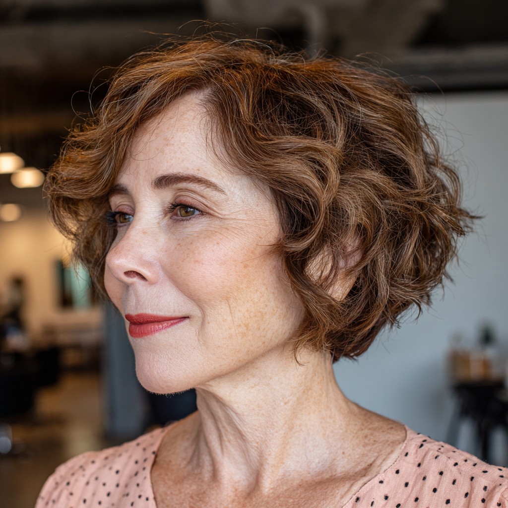 Chic Curly Bob with Textured Layers