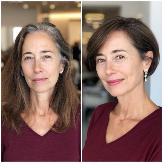 chic layered bob with side swept bangs