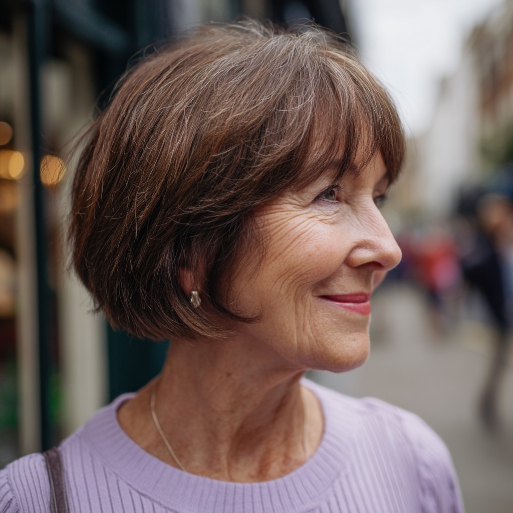 chic textured bob with soft bangs