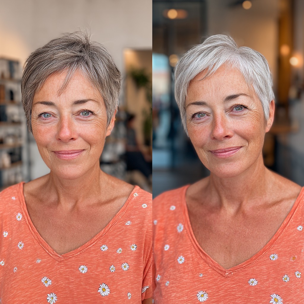 Chic Textured Grey Pixie with Soft Layers