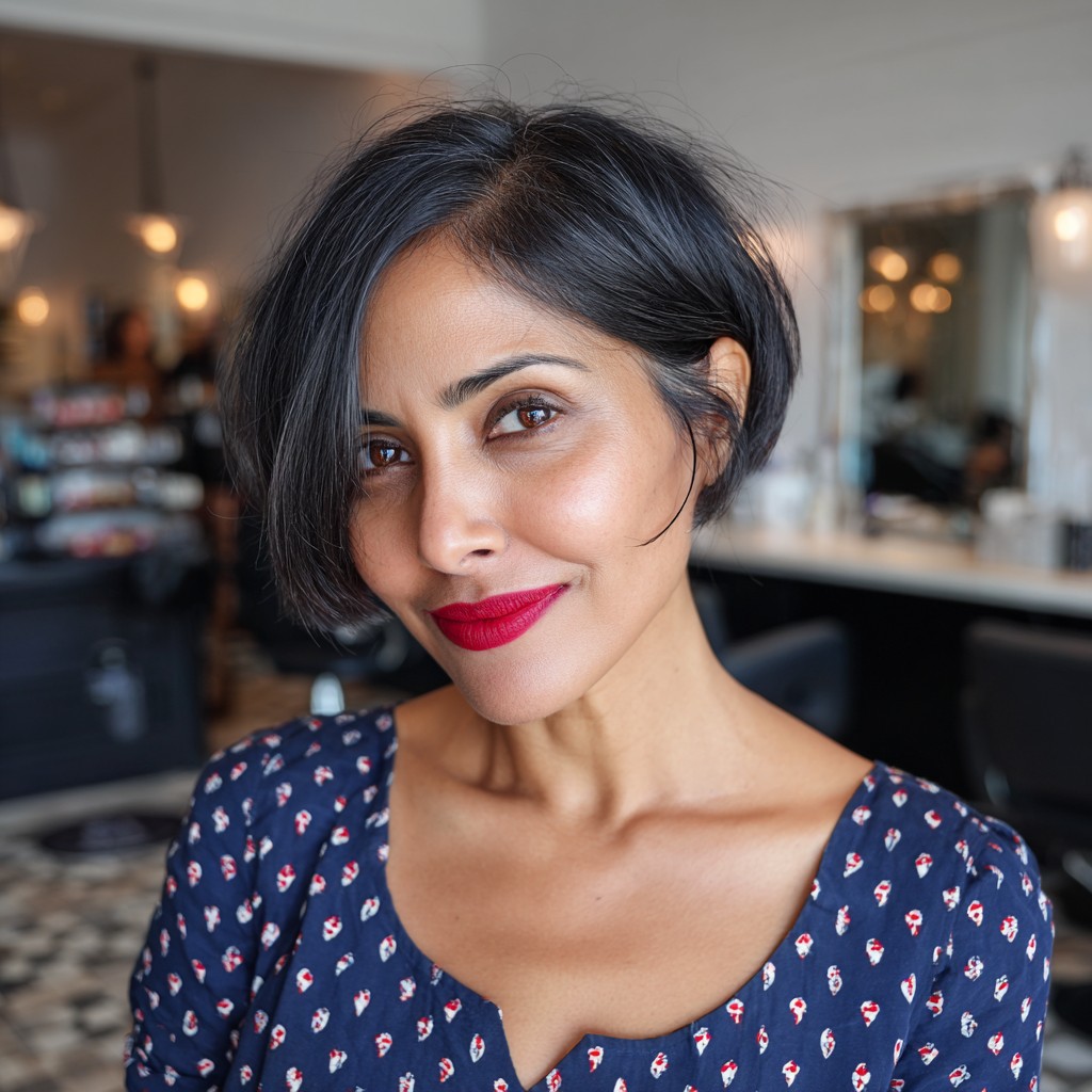 Chic Textured Silhouette Bob with Side-Swept Bangs