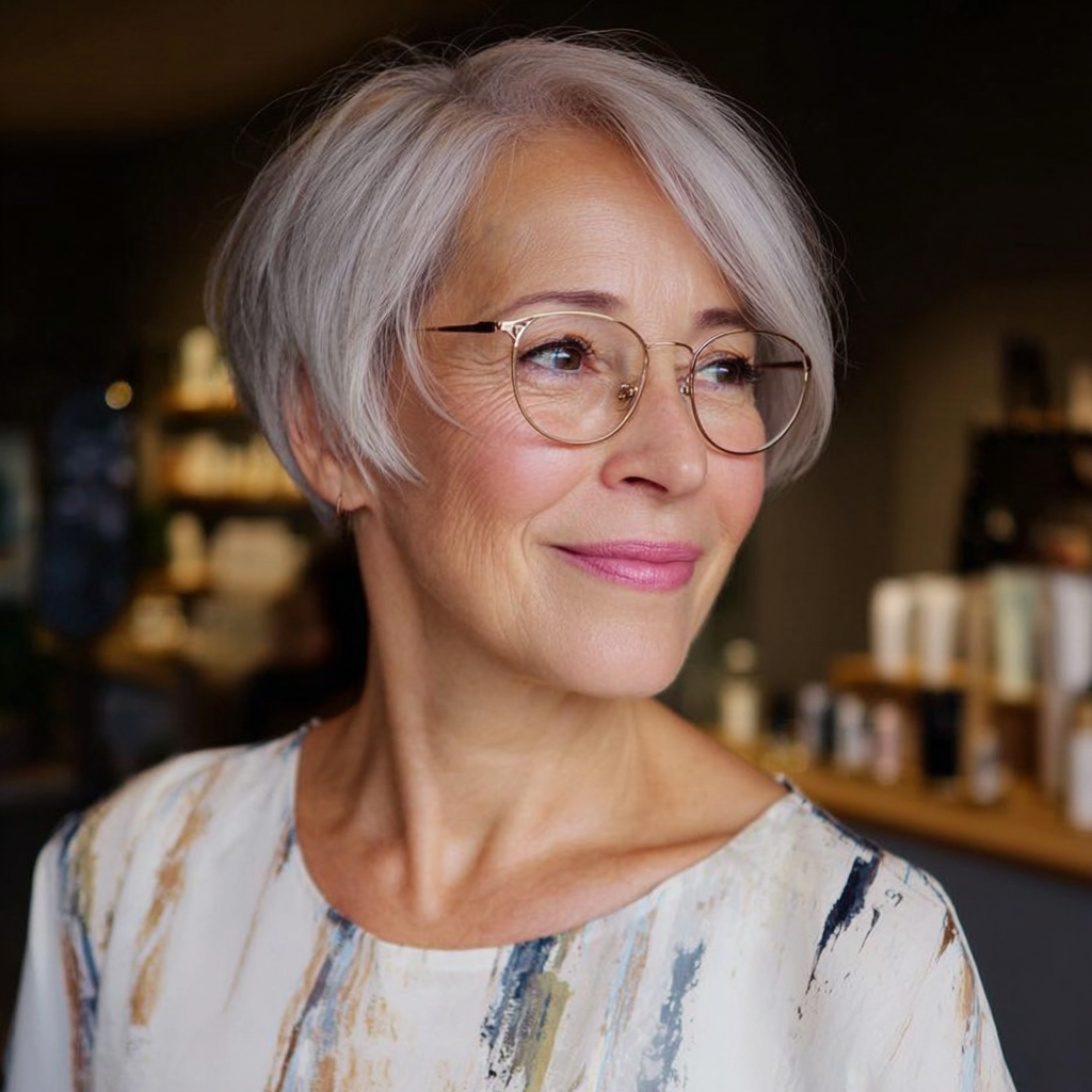 Chic Textured Silver Bob with Soft Layers