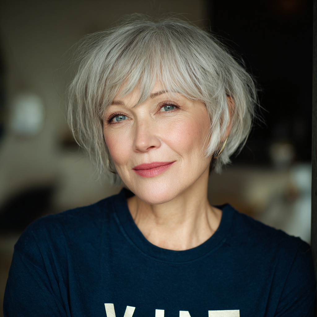 Chic Textured Silver Bob