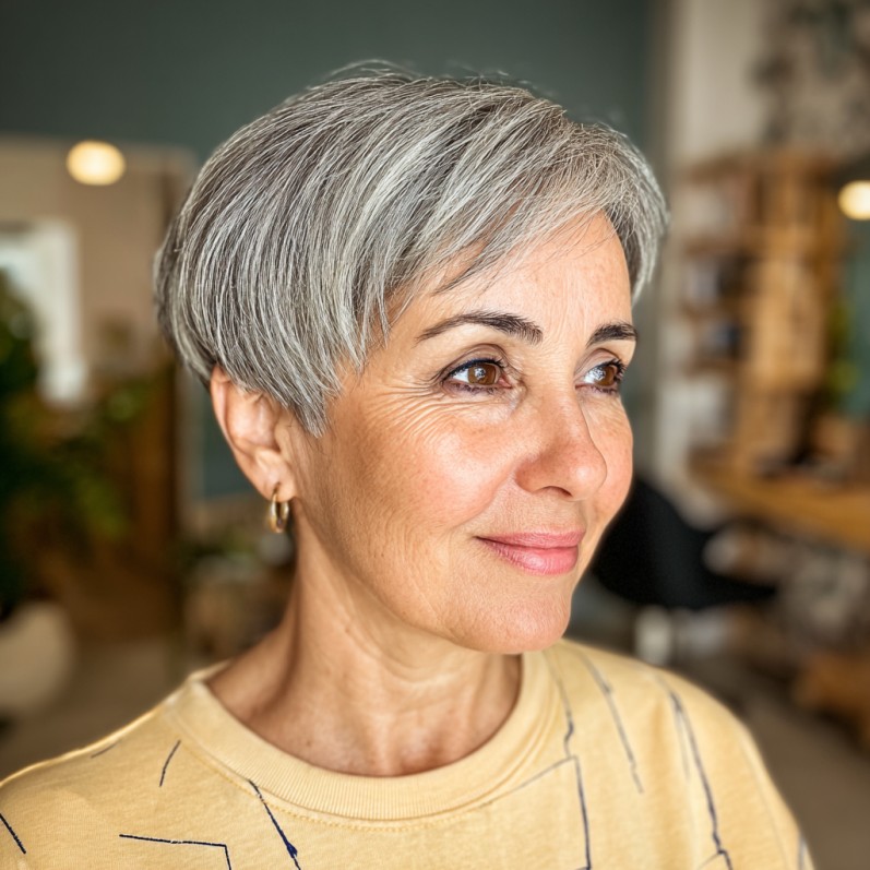 Chic Textured Silver Crop with Soft Layers
