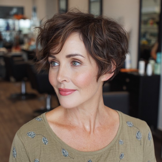 Chic Tousled Pixie Bob with Defined Curls