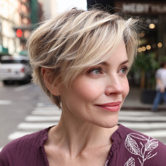 Chic Tousled Pixie Bob with Fluffy Texture