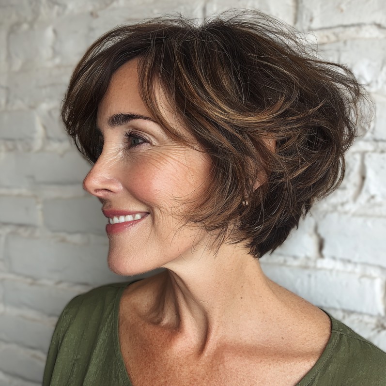 Choppy Textured Bob with Subtle Highlights