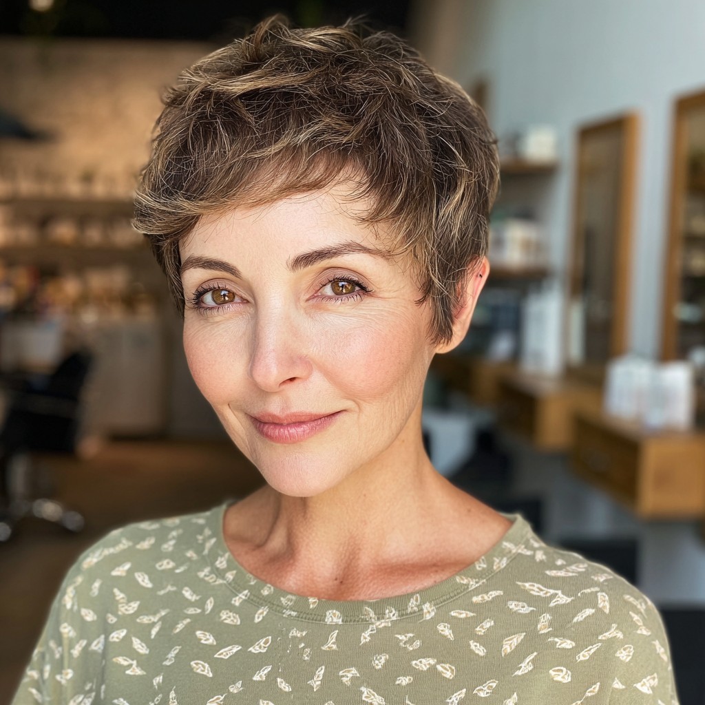 Choppy Textured Pixie Cut with Soft Highlights