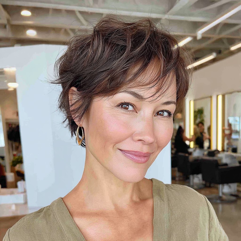 Choppy Textured Pixie with Wispy Bangs