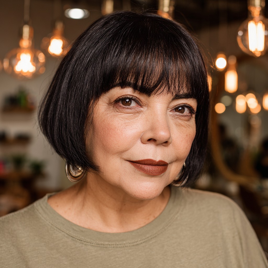 Classic Blunt Silhouette Bob with Soft Bangs