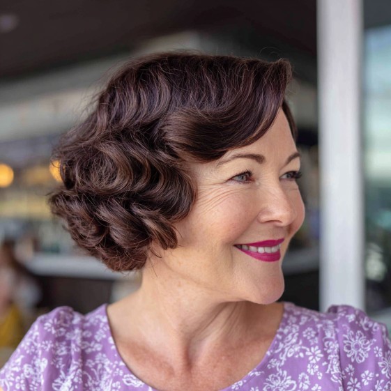 Classic Retro Curled Bob with Soft Volume