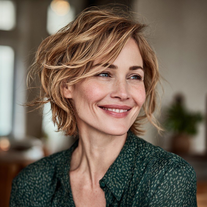 Effortless Beachy Layered Bob with Soft Textures