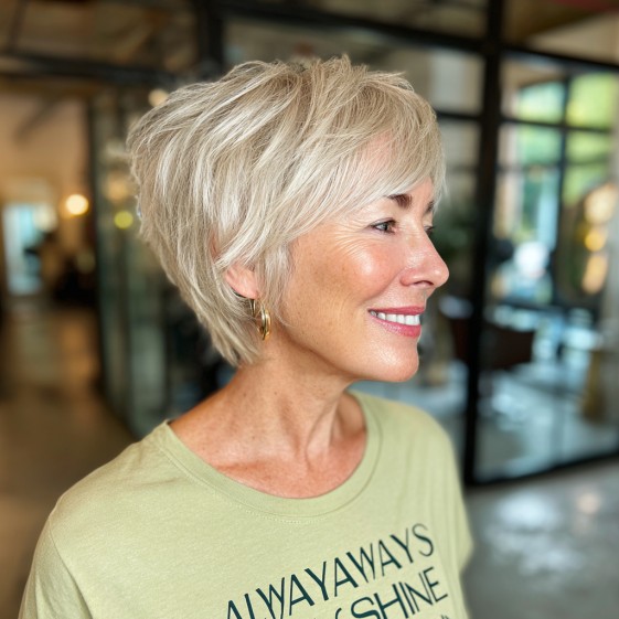 Effortlessly Chic Layered Short Cut with Soft Texture