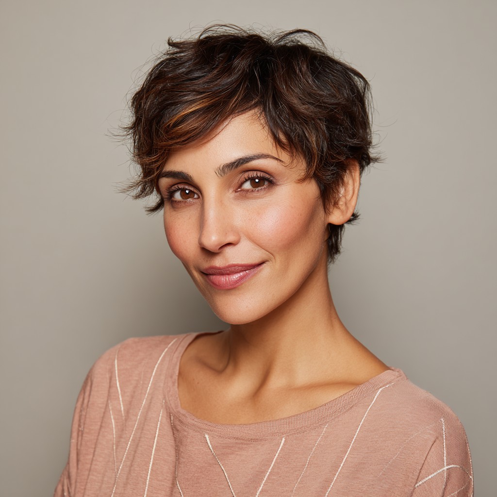 Effortlessly Chic Textured Pixie Cut with Soft Waves