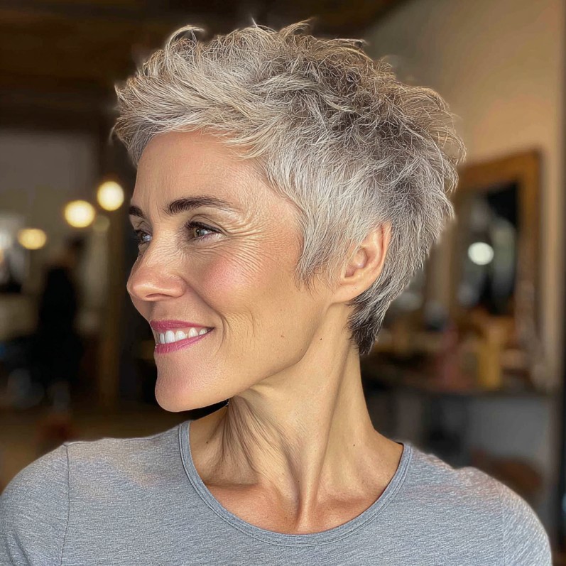 Effortlessly Textured Short Pixie Cut with Lively Volume