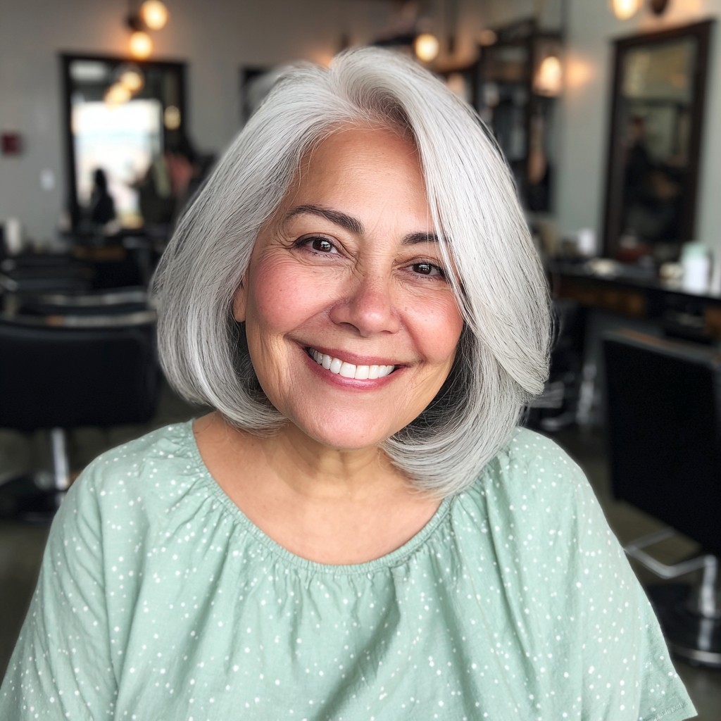 Elegant Silver A-Line Bob with Soft Volume