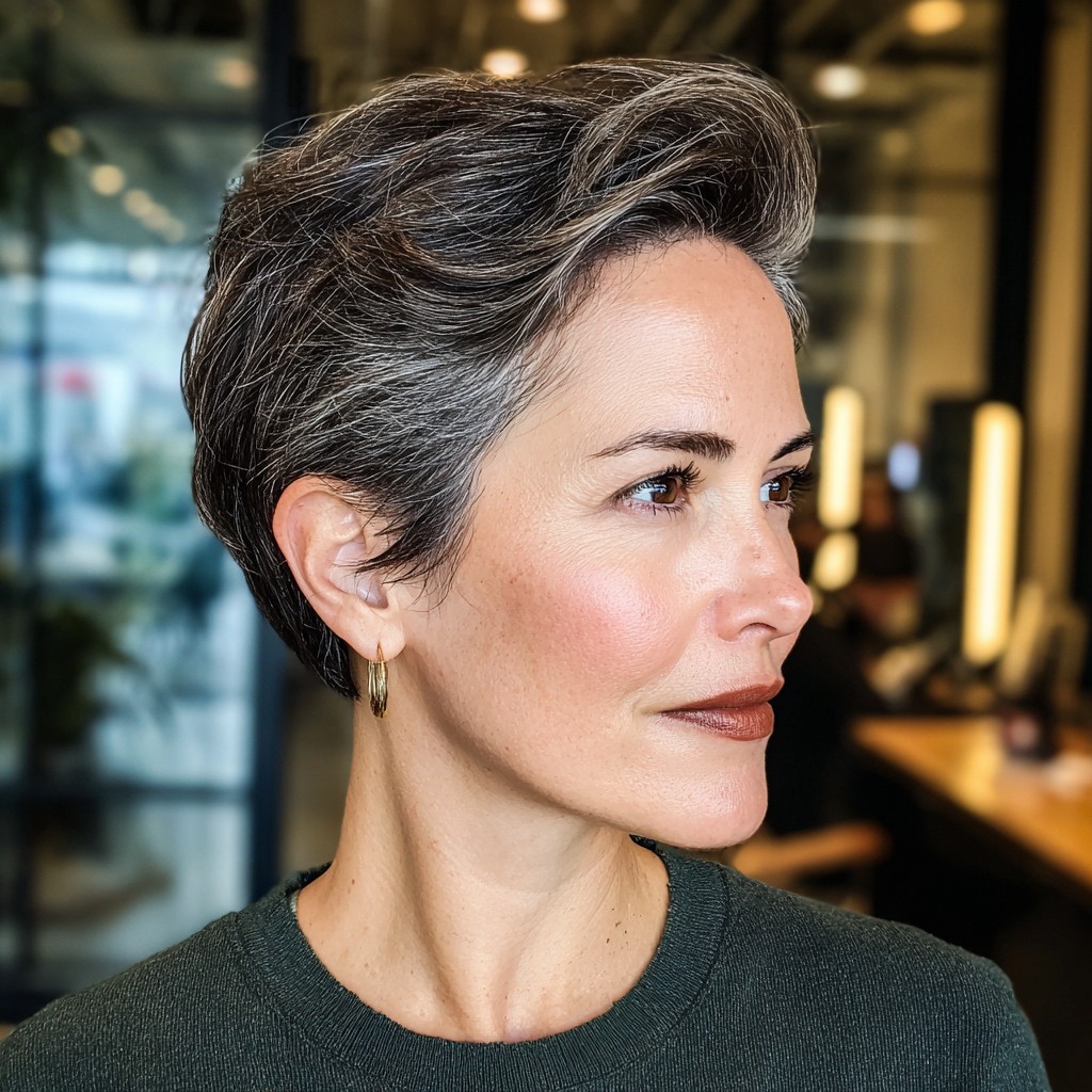 Elegant Silver Pixie with Soft Volume