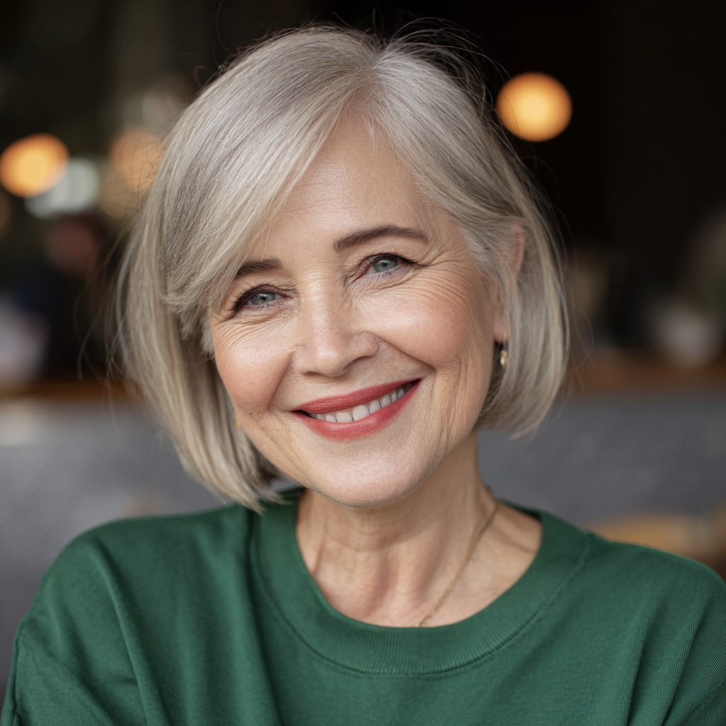 Elegant Soft Silver Bob with Subtle Layers