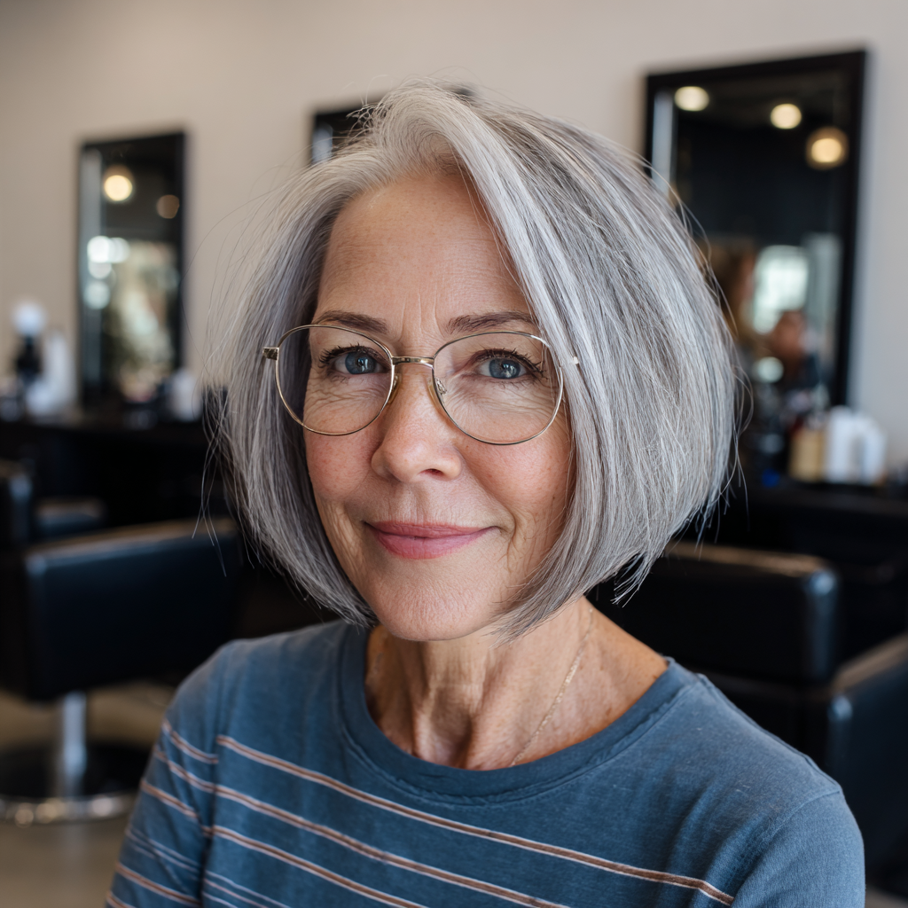 Modern Textured Silver Bob with Soft Layers