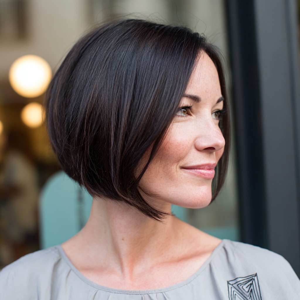 Sleek Angled Silhouette Bob with Subtle Shine