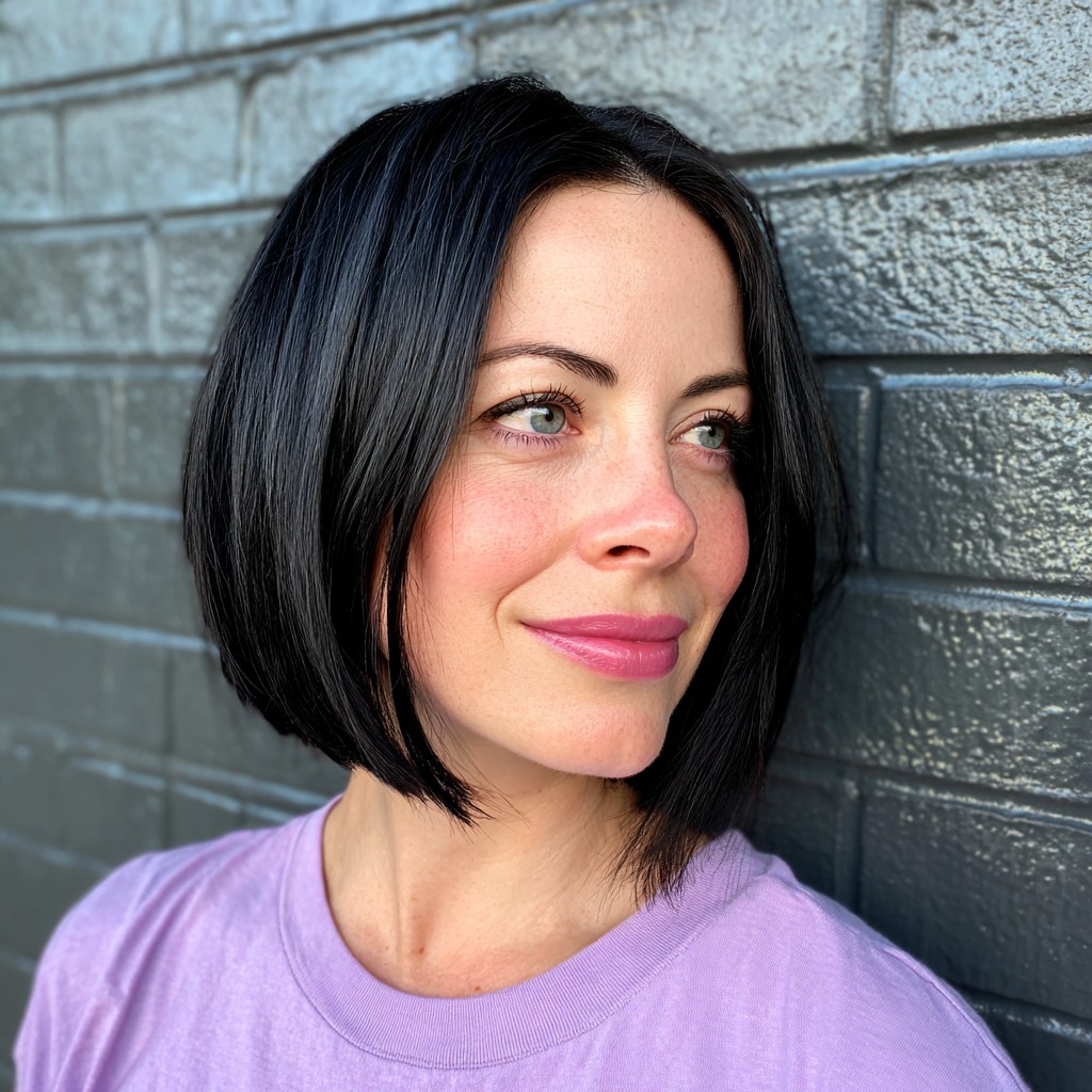 Sleek Black Silhouette Bob with Soft Layers