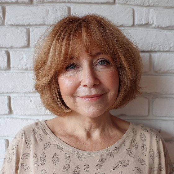 Soft Textured Bob with Long Bangs