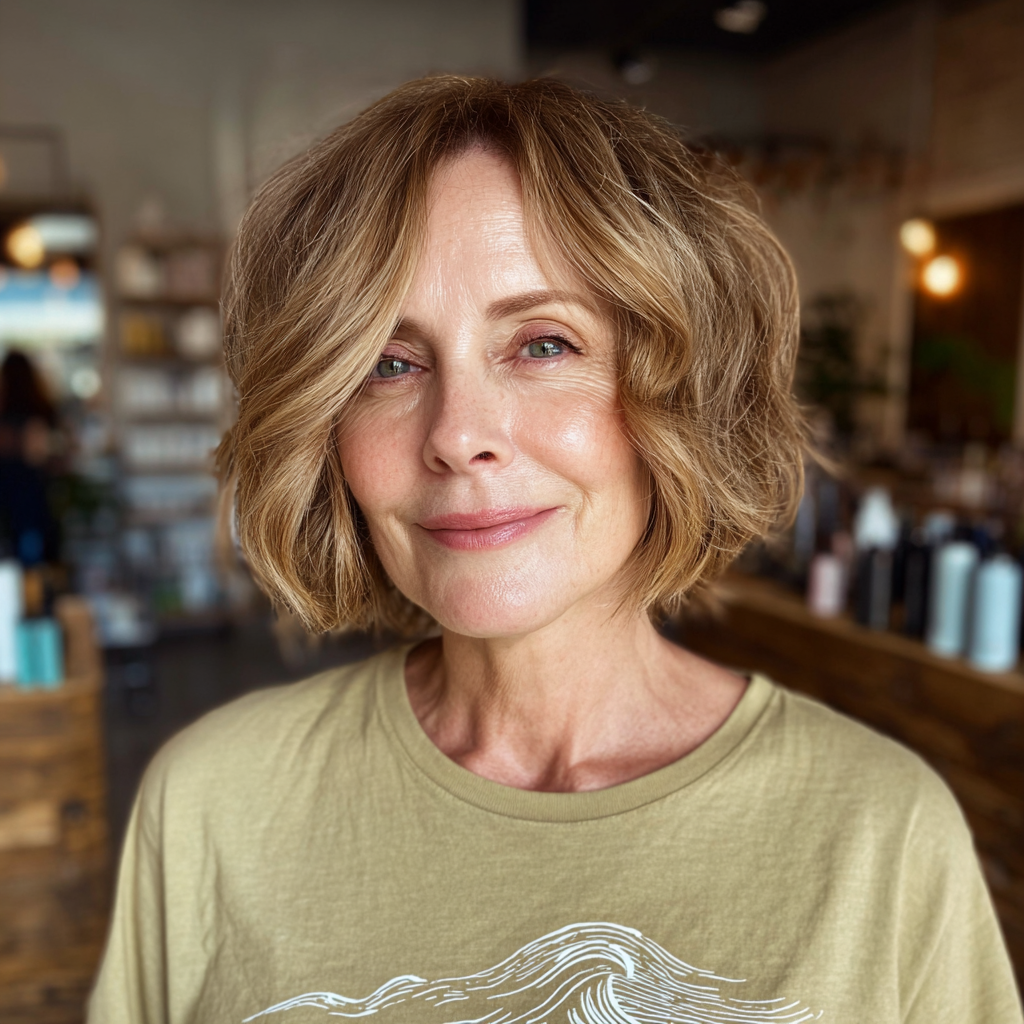 Soft Textured Bronde Bob with Effortless Volume