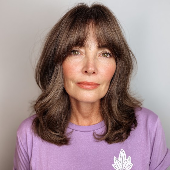 Softly Layered Chestnut Cut with Gentle Bangs