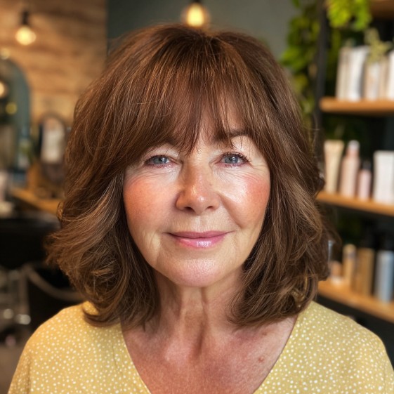 Softly Layered Medium Cut with Gentle Bangs