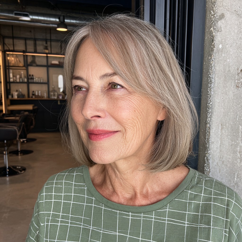 Softly Layered Shoulder-Length Cut with Subtle Highlights