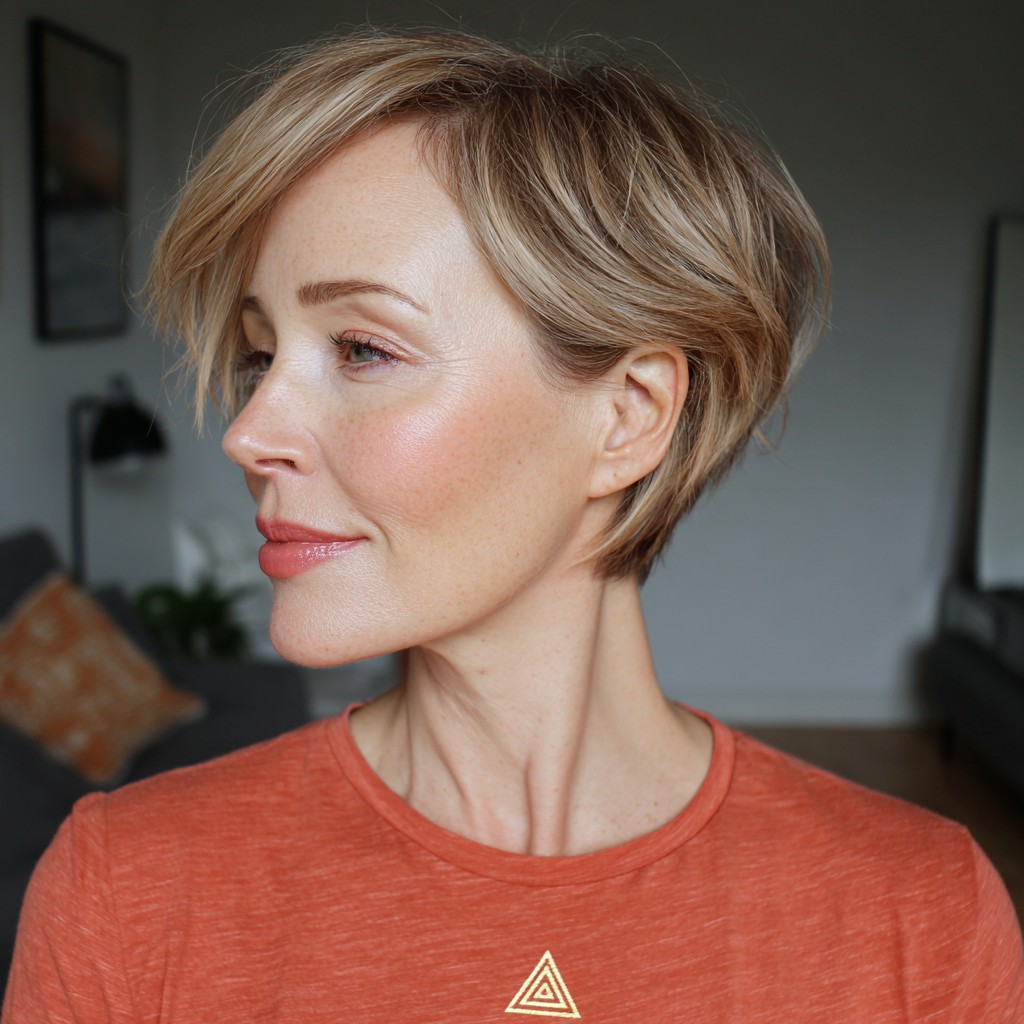 Softly Textured Asymmetrical Pixie with Gentle Waves