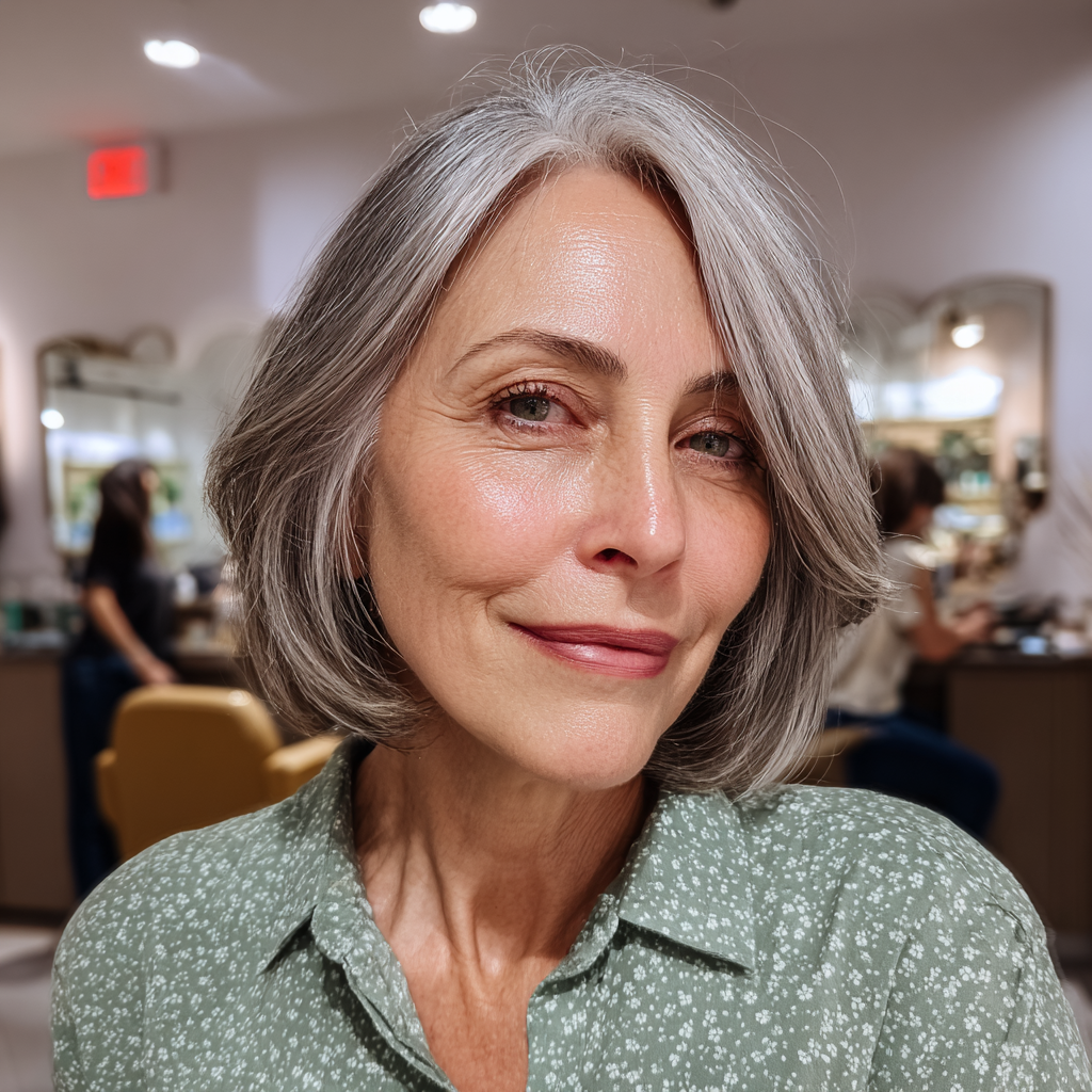 Softly Textured Gray Bob with Subtle Movement