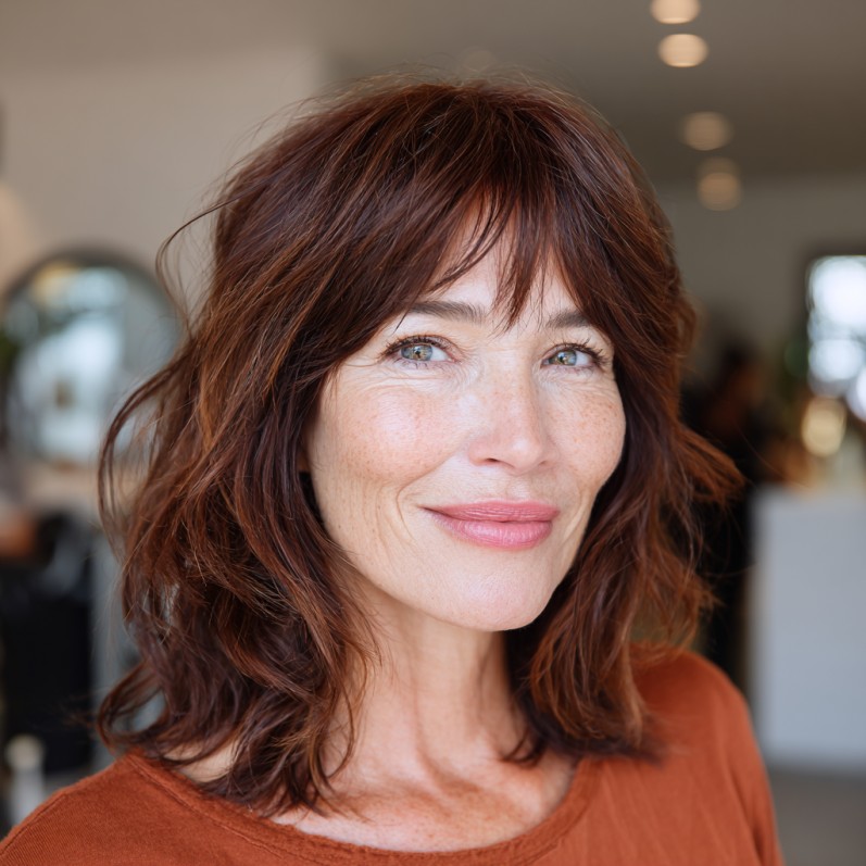 Softly Textured Shoulder-Length Wavy Cut